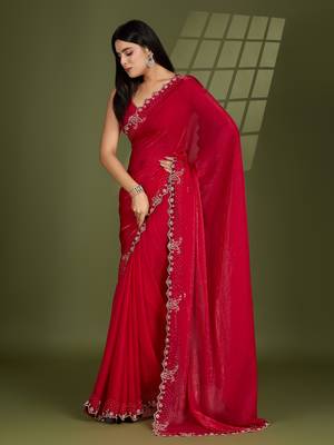 rani silk blend swaroski work saree with unstitched blouse 2