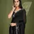 black silk blend swaroski work saree with unstitched blouse