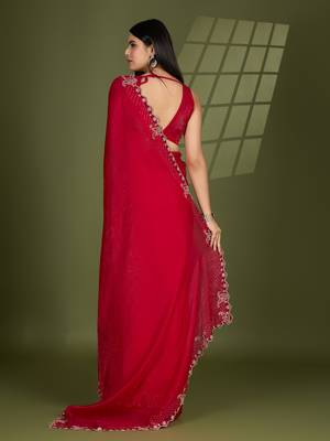 rani silk blend swaroski work saree with unstitched blouse 3