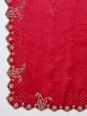 rani silk blend swaroski work saree with unstitched blouse 4