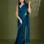 teal silk blend swaroski work saree with unstitched blouse