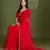 red silk blend swaroski work saree with unstitched blouse