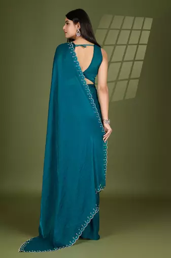 rama silk blend swaroski work saree with unstitched blouse