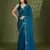 teal silk blend swaroski work saree with unstitched blouse