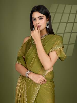 pista silk blend swaroski work saree with unstitched blouse 2