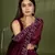wine silk blend swaroski work saree with unstitched blouse