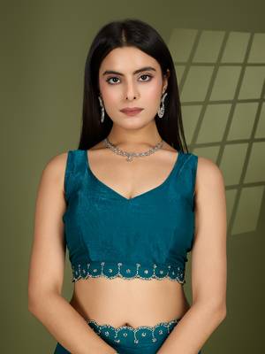 rama silk blend swaroski work saree with unstitched blouse 5