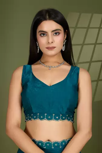 rama silk blend swaroski work saree with unstitched blouse