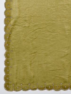 pista silk blend swaroski work saree with unstitched blouse 4