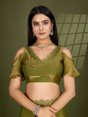 pista silk blend swaroski work saree with unstitched blouse 5