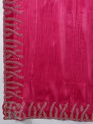 rani silk blend swaroski work saree with unstitched blouse 4
