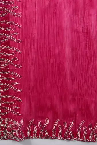 rani silk blend swaroski work saree with unstitched blouse