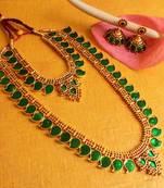  Awesome Gold Plated Kerala Style Mango Palakka Haar Set 