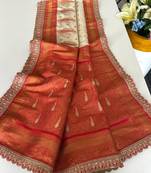 White Paithani silk blend Saree With Contrast Weaving Pallu And Blouse