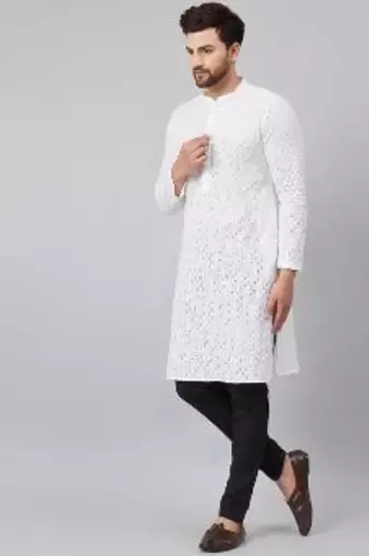 Black cotton embroidered payjamas