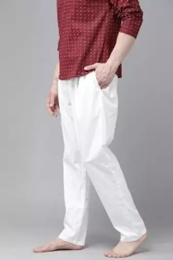 White cotton embroidered payjamas