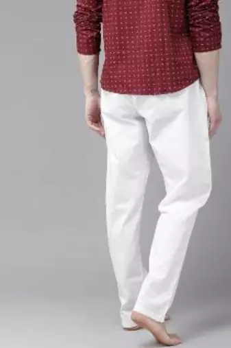 White cotton embroidered payjamas