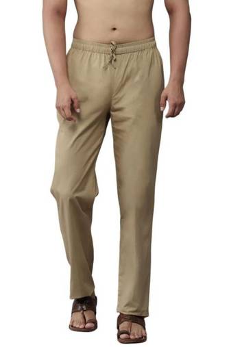 Light brown cotton embroidered payjamas