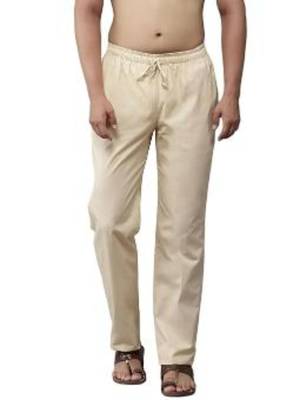 Beige cotton embroidered payjamas 1