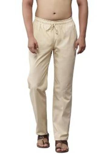 Beige cotton embroidered payjamas
