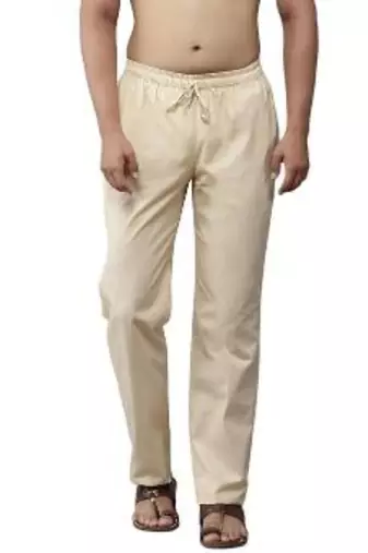 Beige cotton embroidered payjamas