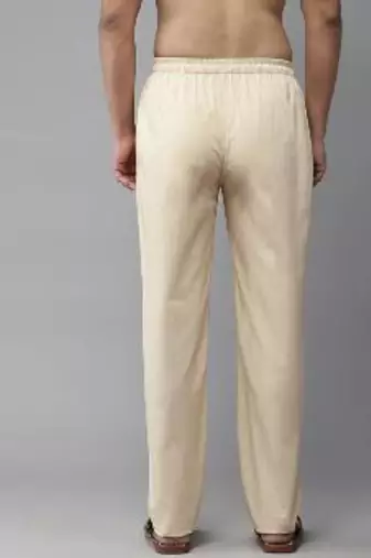 Beige cotton embroidered payjamas