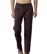 Brown cotton embroidered payjamas