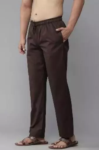 Brown cotton embroidered payjamas