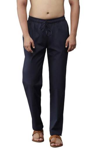 Navy blue cotton embroidered payjamas
