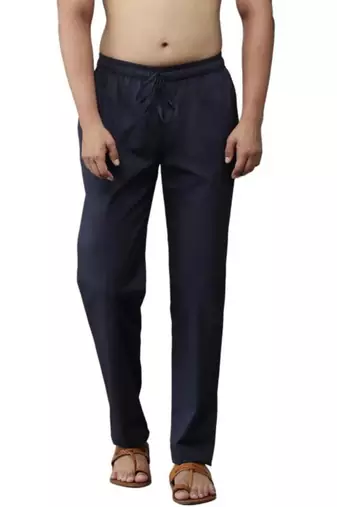 Navy blue cotton embroidered payjamas