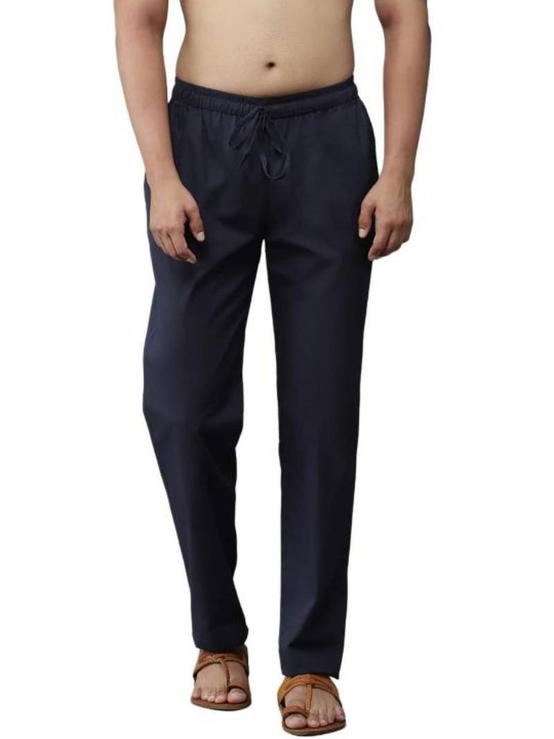 Navy blue cotton embroidered payjamas