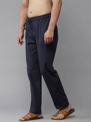 Navy blue cotton embroidered payjamas 2
