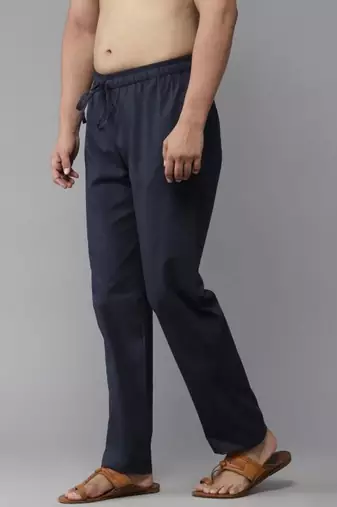 Navy blue cotton embroidered payjamas