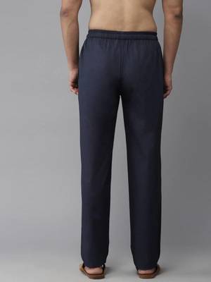 Navy blue cotton embroidered payjamas 4