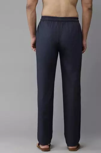 Navy blue cotton embroidered payjamas