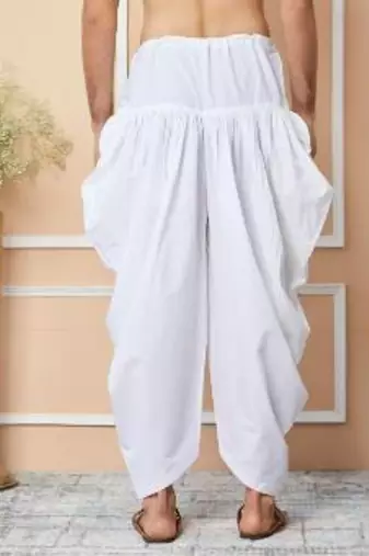 White cotton embroidered dhoti