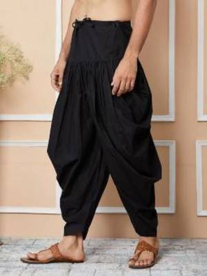 Black cotton embroidered dhoti 2