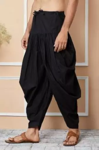 Black cotton embroidered dhoti