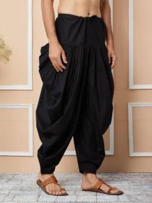 Black cotton embroidered dhoti 3