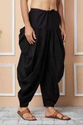 Black cotton embroidered dhoti