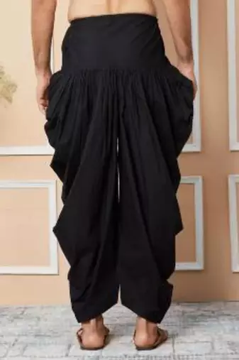 Black cotton embroidered dhoti