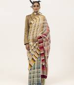   multicolor geometric printed silk saree