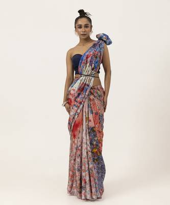  multicolor silk abstract printed saree 1
