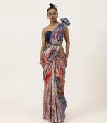   multicolor silk abstract printed saree