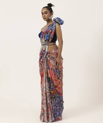   multicolor silk abstract printed saree 2