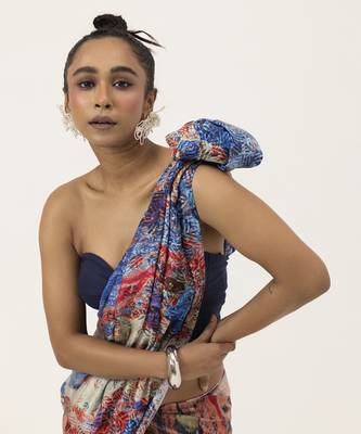   multicolor silk abstract printed saree 3