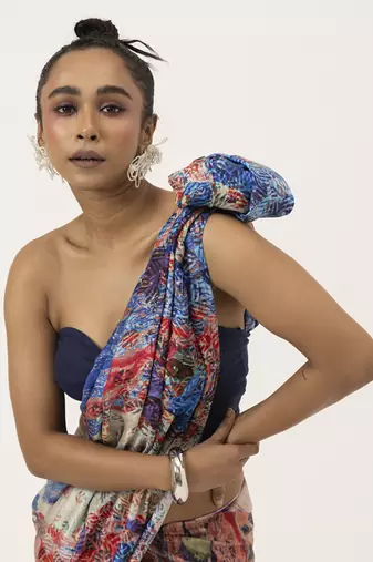   multicolor silk abstract printed saree