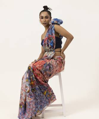  multicolor silk abstract printed saree 4