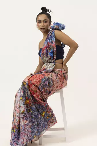   multicolor silk abstract printed saree