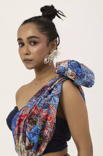  multicolor silk abstract printed saree